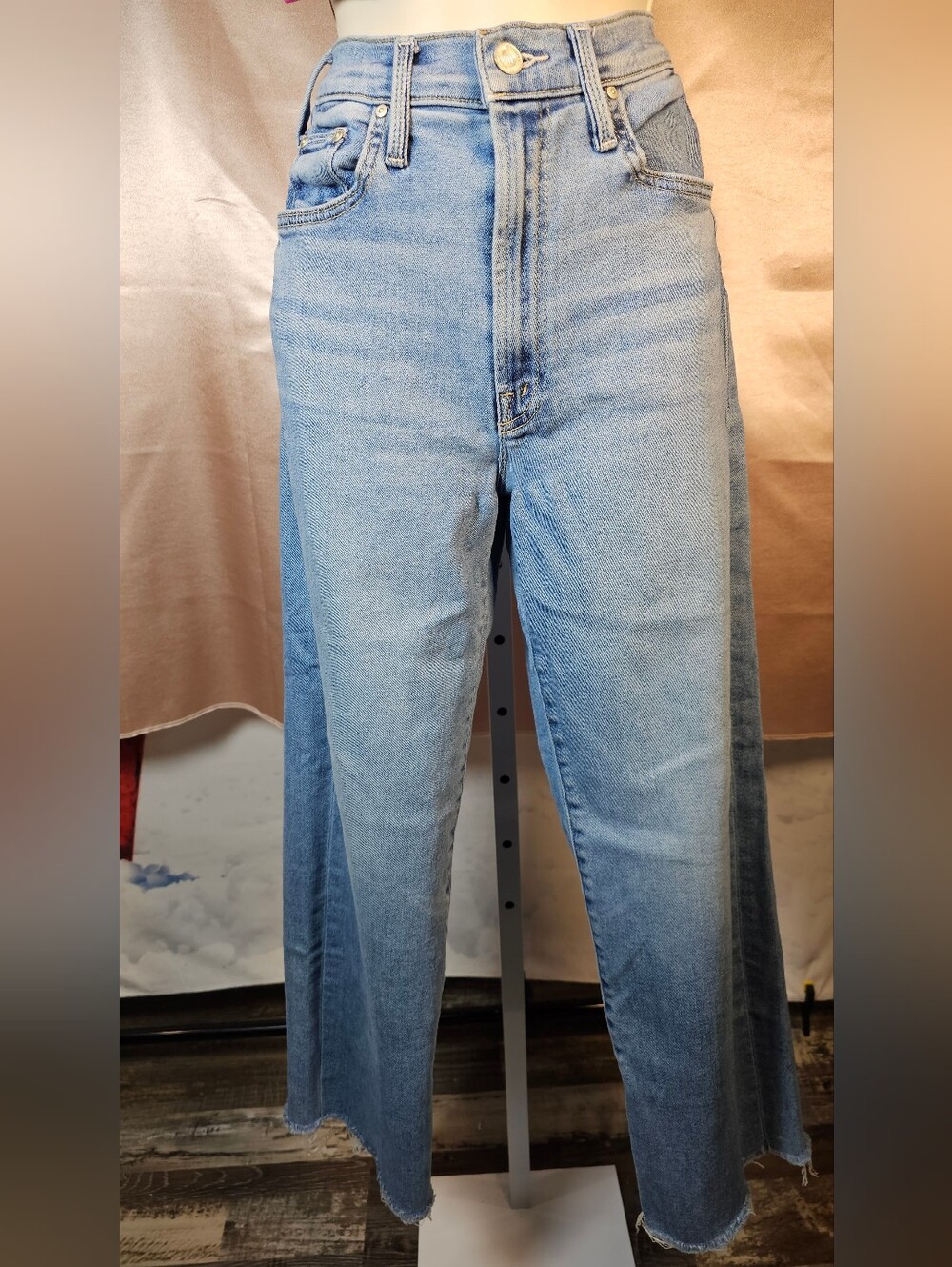 MOTHER The Rambler Zip Ankle Jeans Size 26 High Rise Wide Straight Raw Hem - Picture 1 of 7